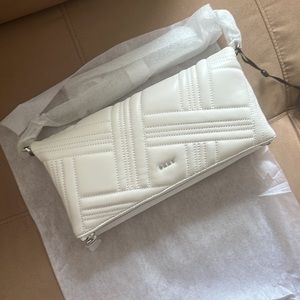 DKNY Donna Karan Winter White Nappa Leather Fold-Over Clutch NWT